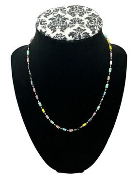 PLUNDER Multicolor Beaded Tube Necklace - 16” Women Casual Everyday Jewelry